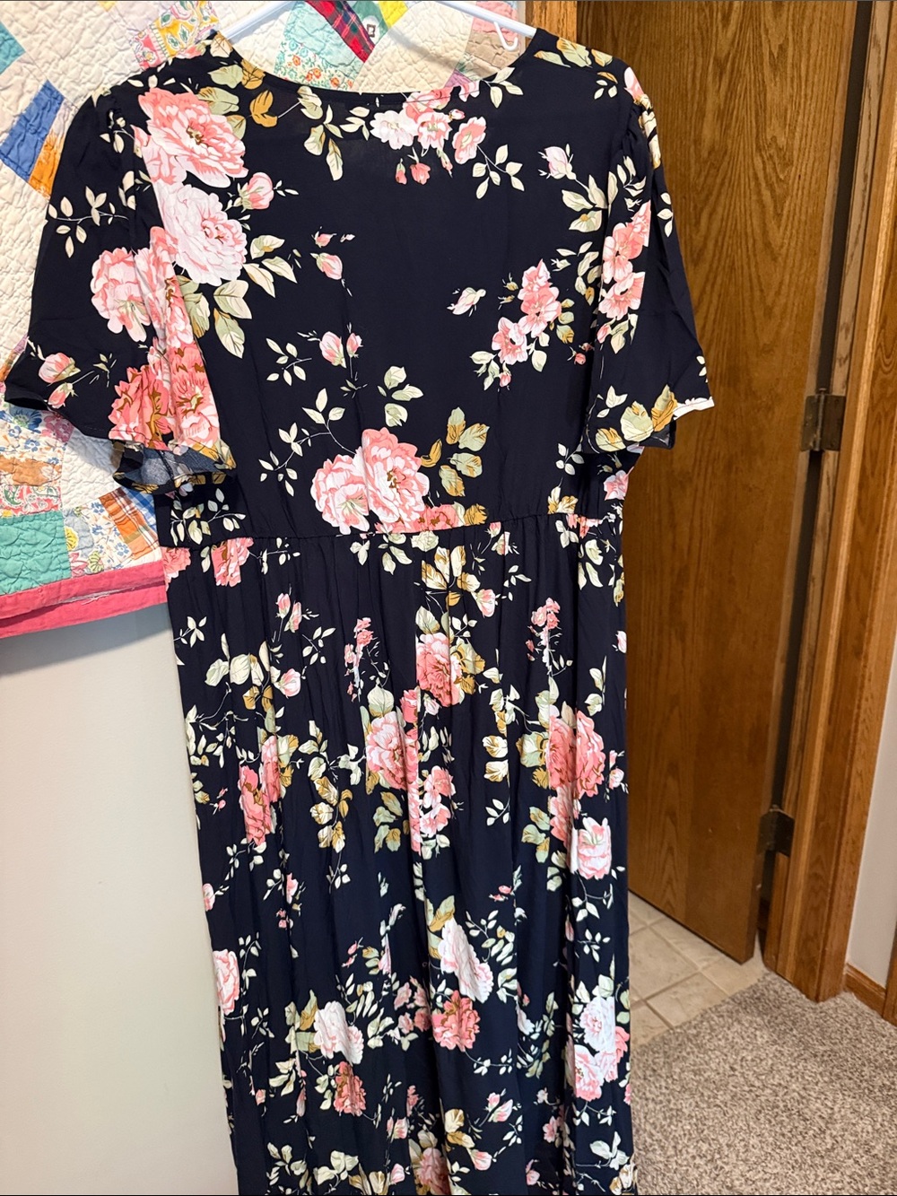 BloomChic Navy Floral Maxi Dress with Pink and Yellow Blossoms - Picture 4 of 4